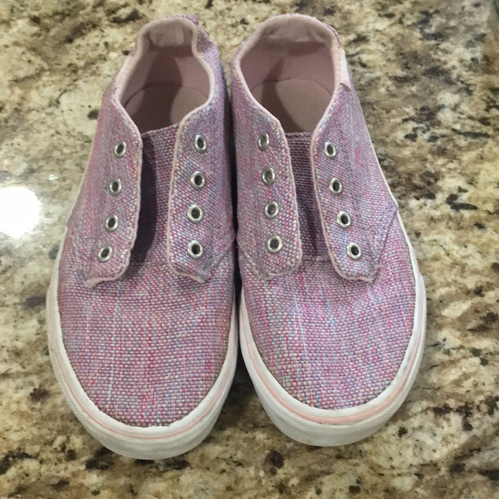 Vans kids size 13 pink blue weave material
